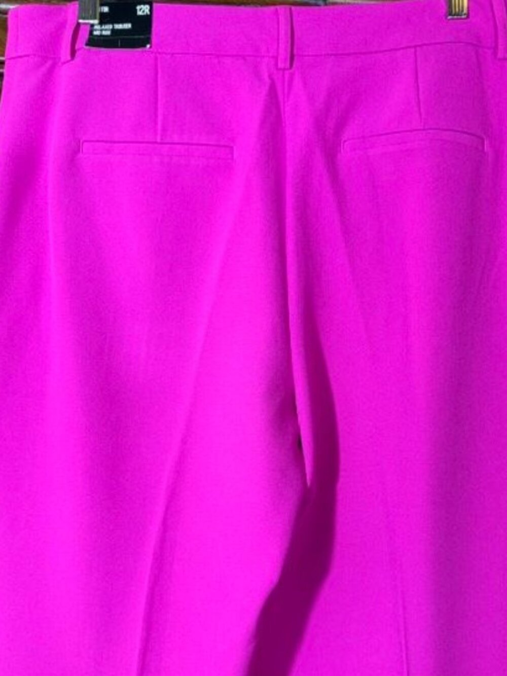 Express Editor Hot Pink Mid Rise Relaxed Stretch Trouser Sz 12 Regular - Picture 9 of 12
